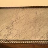 Louis XVI style side table in mahogany and white marble tray.