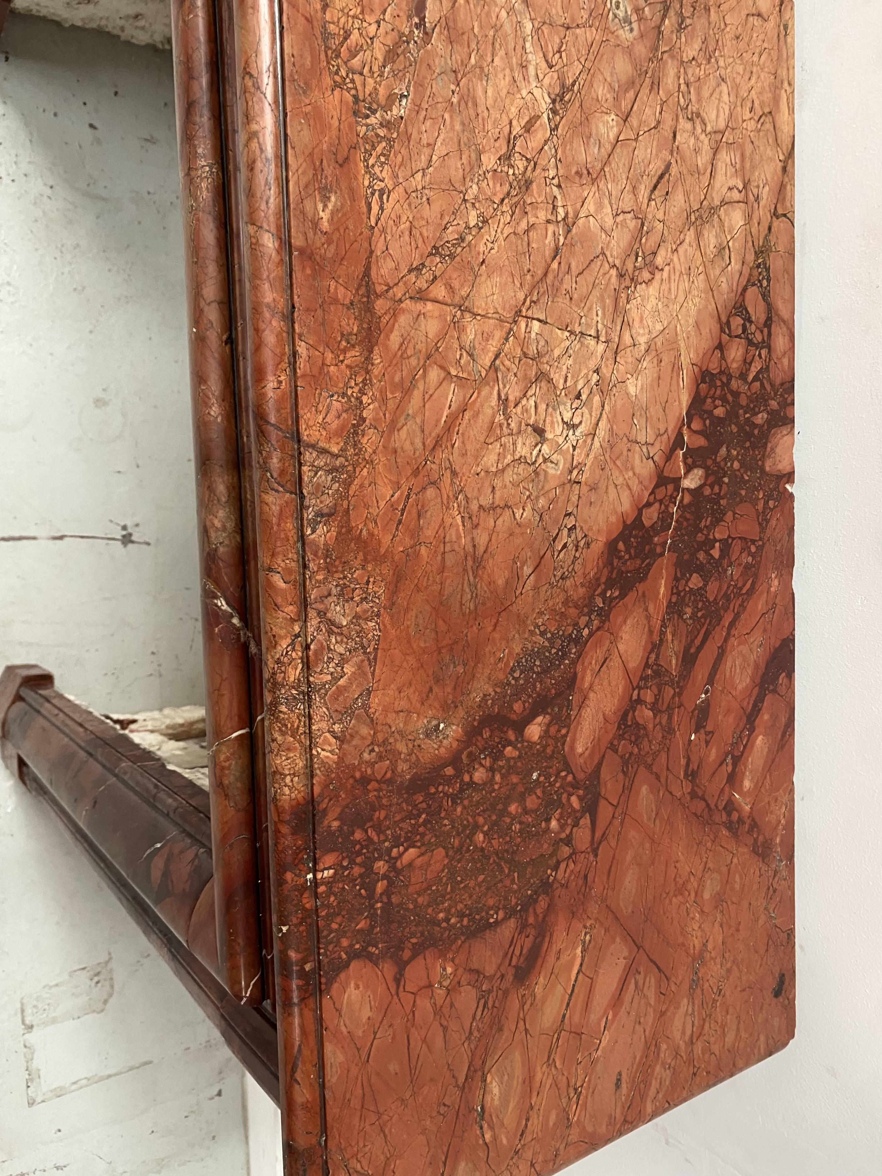 Louis Philippe fireplace in red breccia marble, 19th century