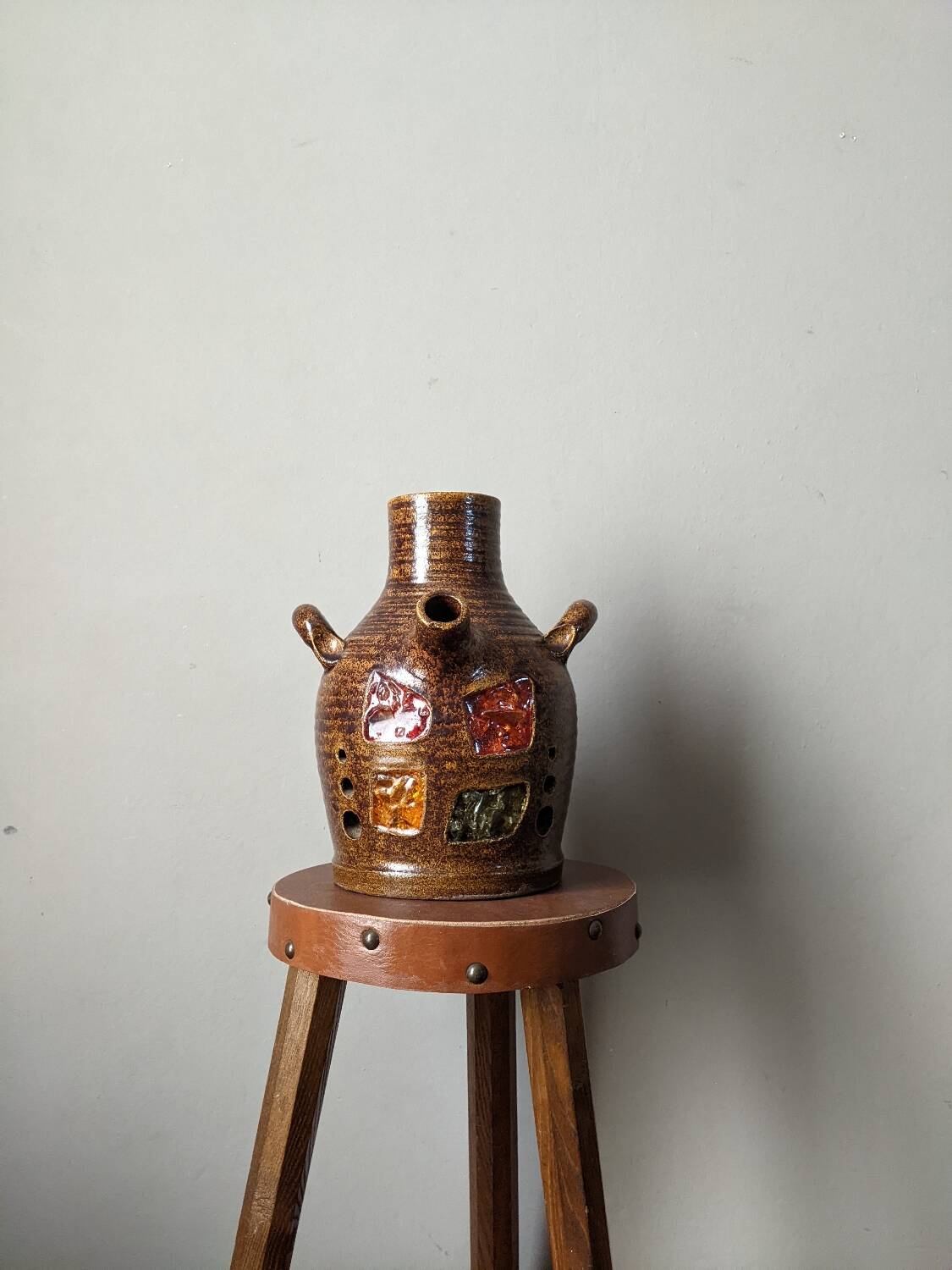 Vintage table lamp base Accolay brutalist country decoration