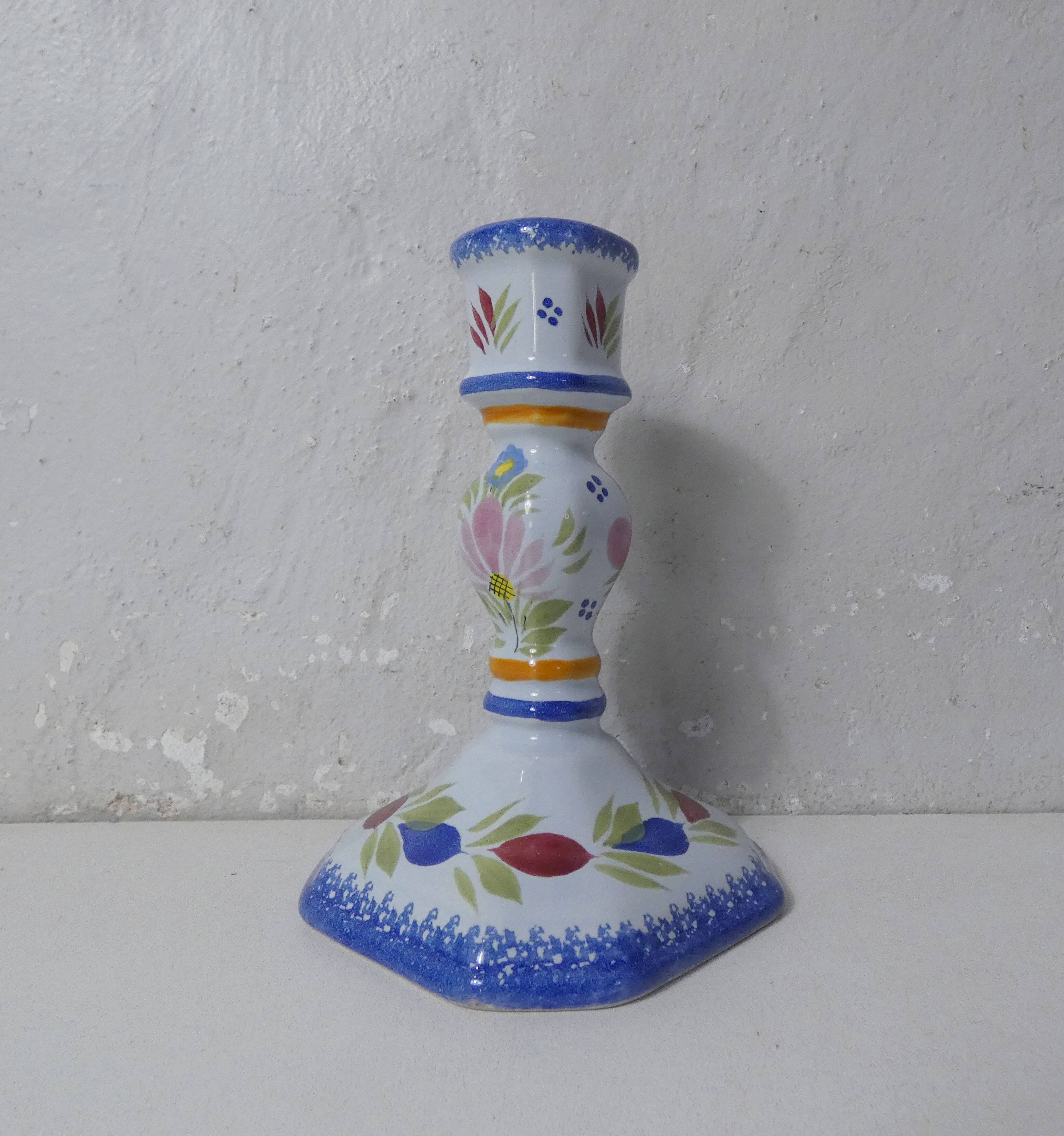 Henriot Quimper earthenware candlestick