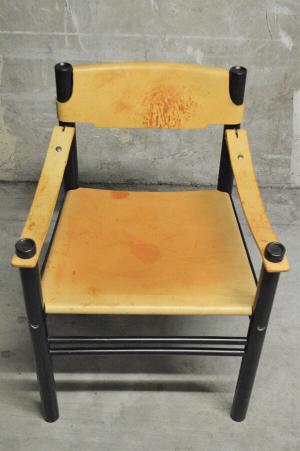 fauteuil Italien Sedie Ibisco Des Années 70 En Bois/cuir Style Coloniale