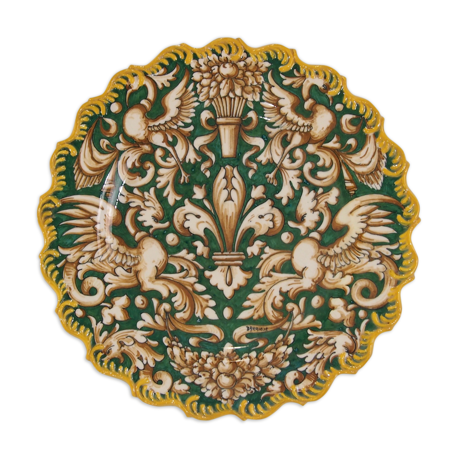 Decorated plate signed Barrielle vintage