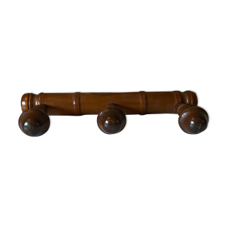 Triple patère, solid wood, bamboo decoration