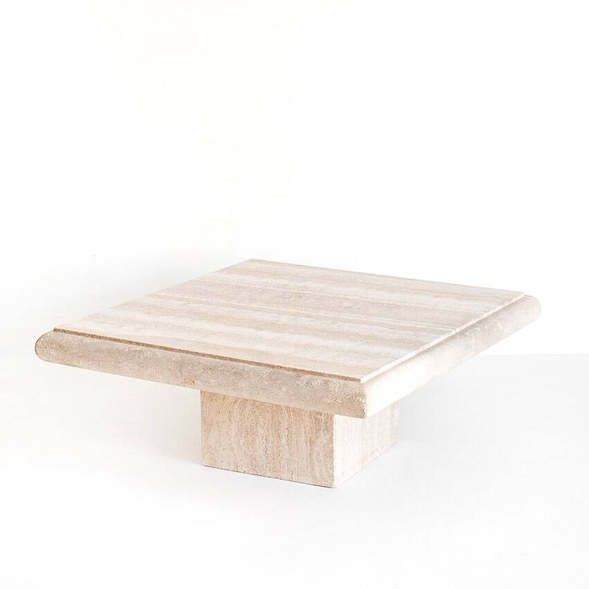 Large vintage travertine marble coffee table. Italy, 1980s