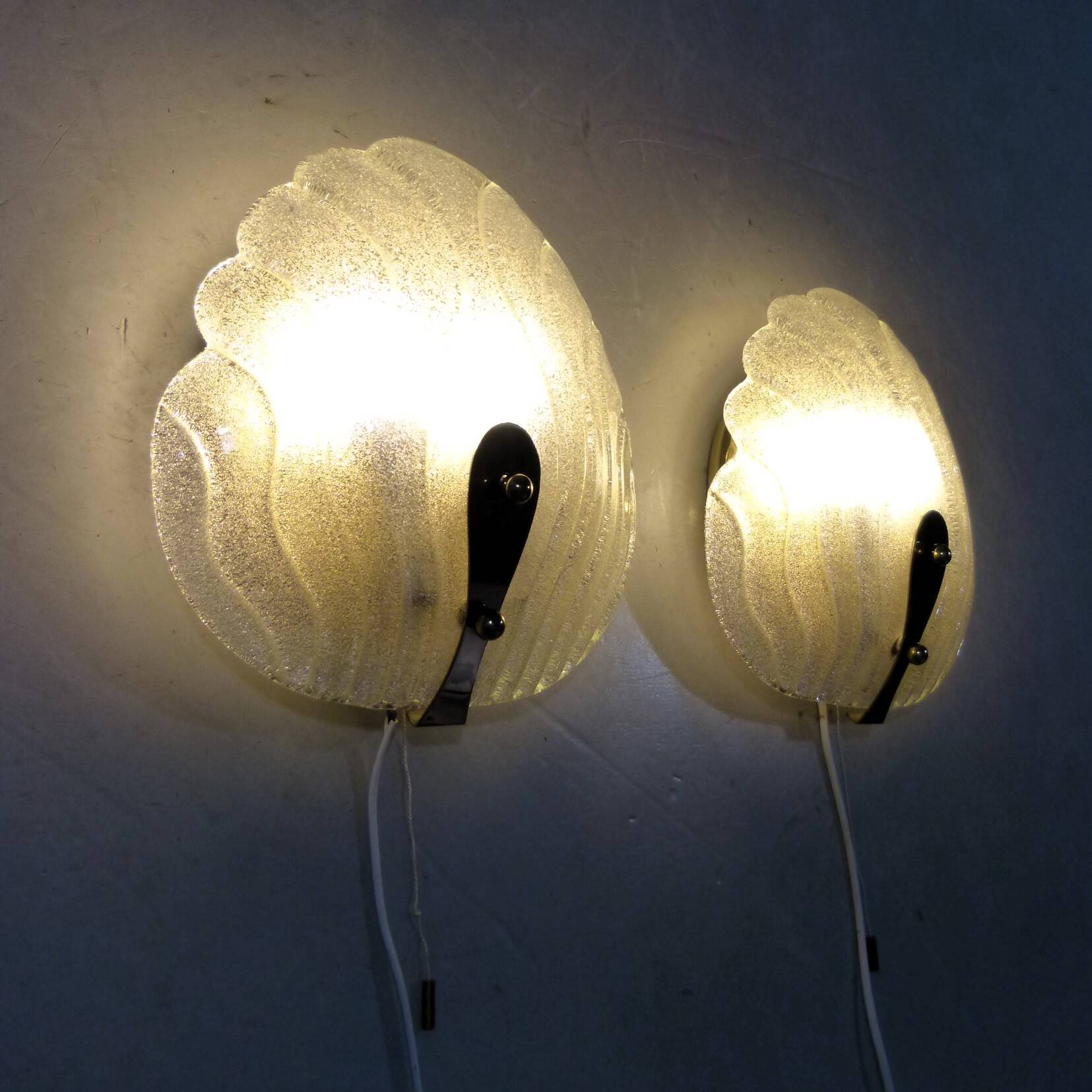Set of 2 Murano glass wall lamps by Hillebrand 1960’s