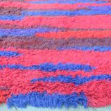 Tapis à poils longs noué à la main du milieu du siècle par Walter Mack, étiqueté - années 1960