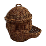 Wicker and rattan basket dispenser with lid