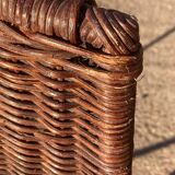 Pair of rattan and steel armchairs
