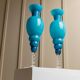 Azure Blue Murano Glass Vase XL, Fluted Beaded Silhouette, 1960s Hollywood Regency