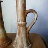Pair of glazed stoneware candle holders
