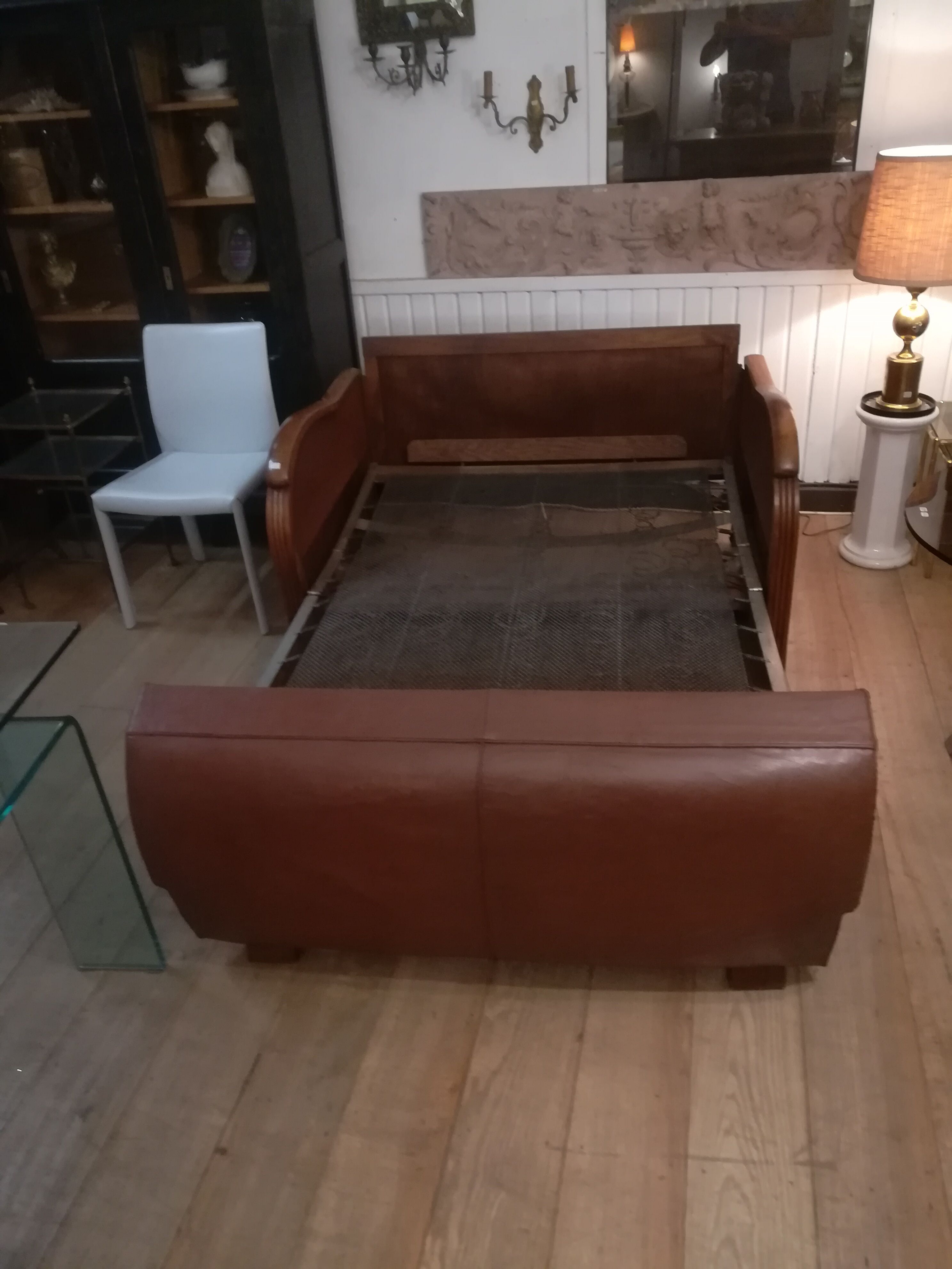 Leather art deco sofa