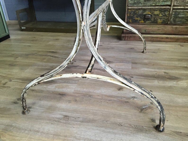 Vintage bistro table in oak and metal