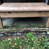 Raw wood farm table coffee table