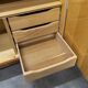 1960s Scandinavian wardrobe, blonde varnished wood, unusual, 4 doors, 3 drawers, 7 shelves.