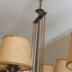 Vintage chandelier in gilded brass, chromed metal and plexiglass from the 1950s