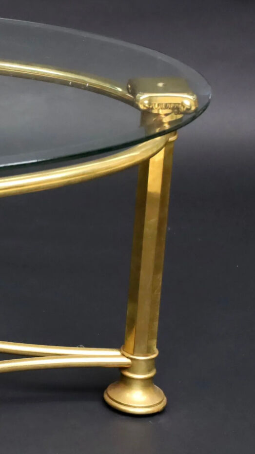 1970 brass oval table and glass