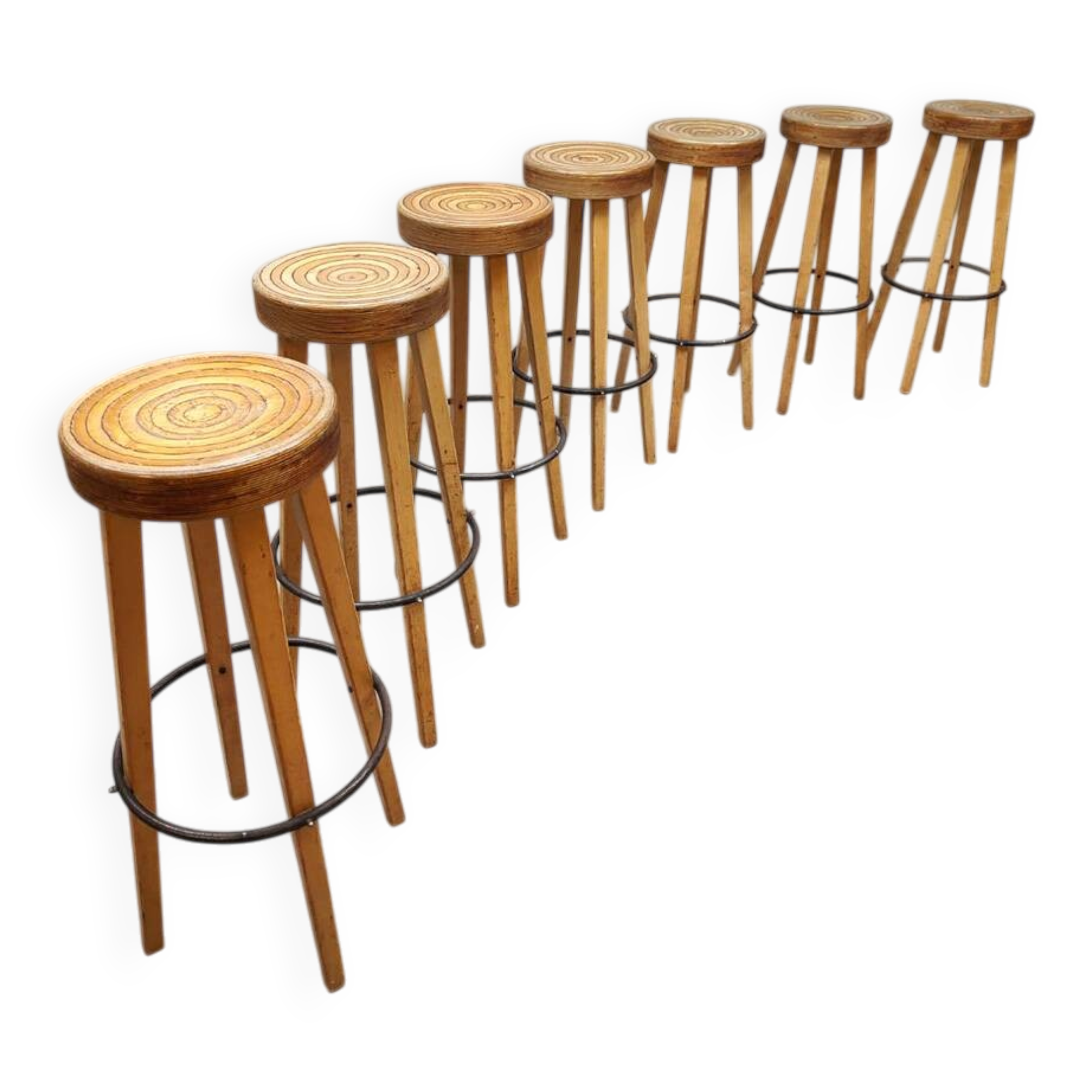 Vintage design wooden barstools 'Swirl'