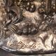 Desk lamp in marble and metal plated silver cigne decorated signed by agudo,