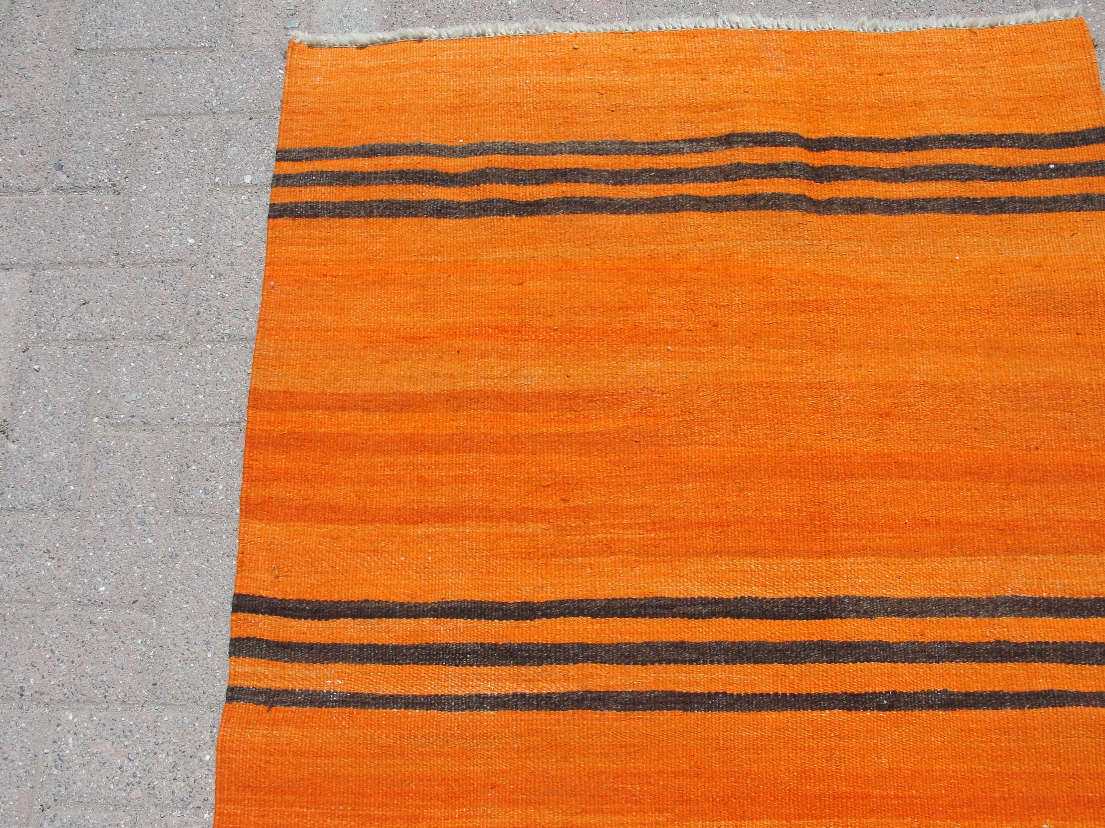 Orange handmade small rugs