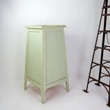 Vintage Green patinated wood Pedestal Cabinet Storage