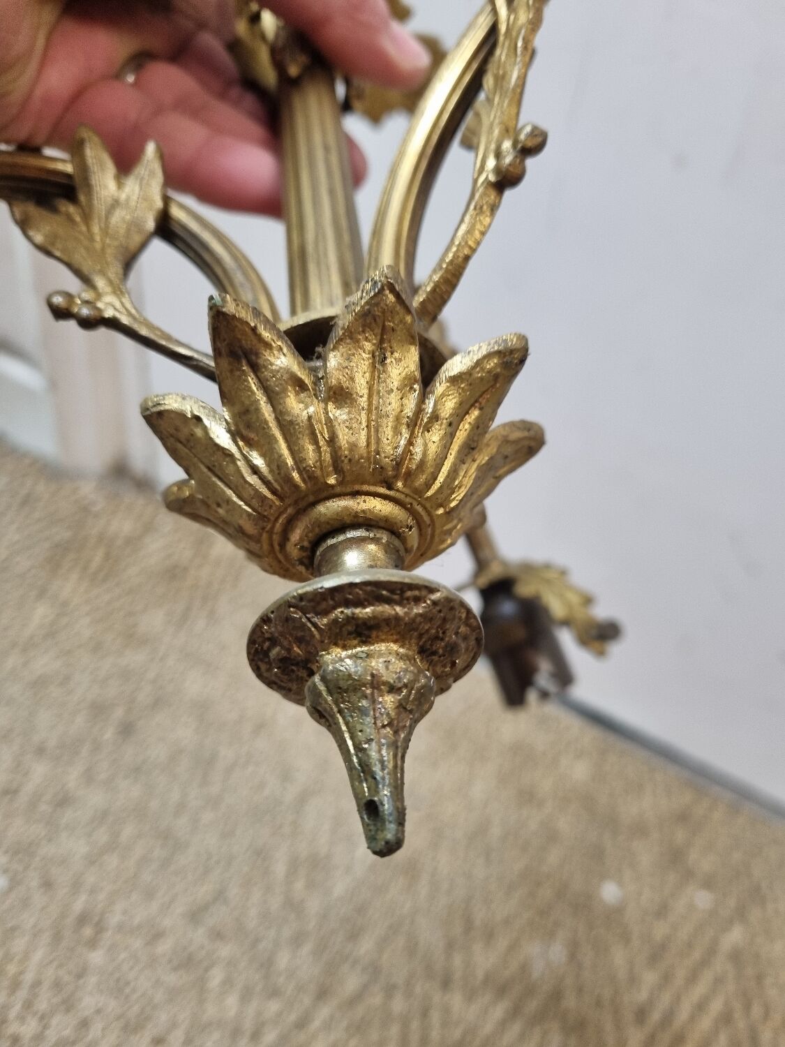 Bronze chandelier art deco 3 tulips