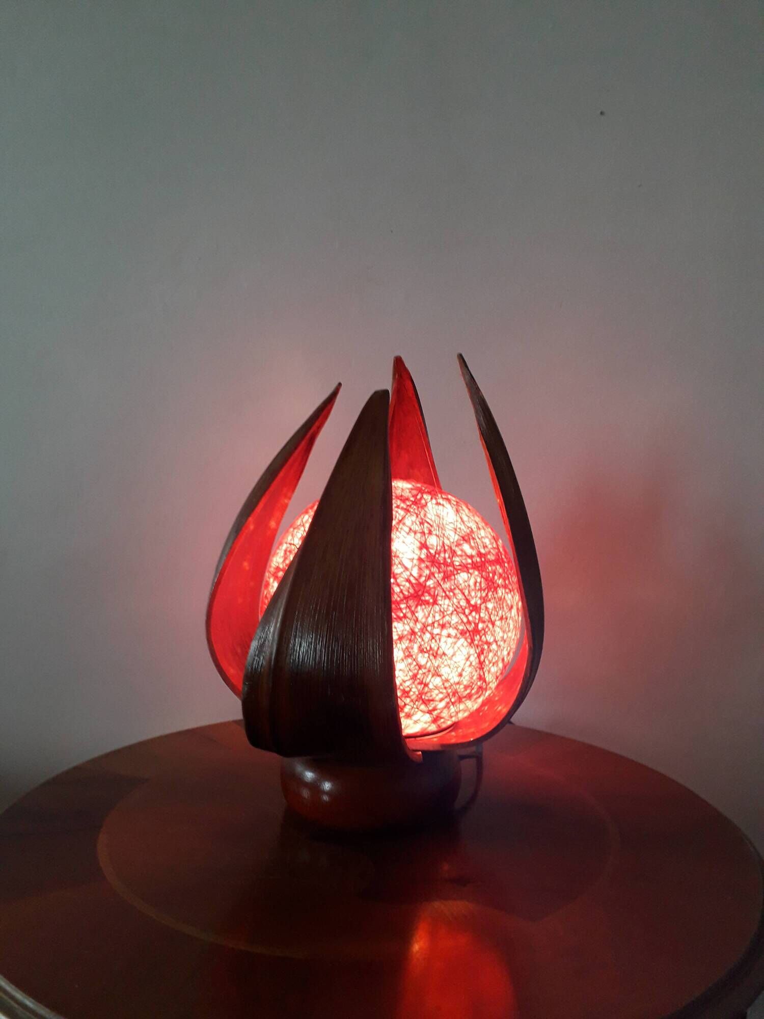 Lampe à poser vintage - écorce de palmier - 1980-90