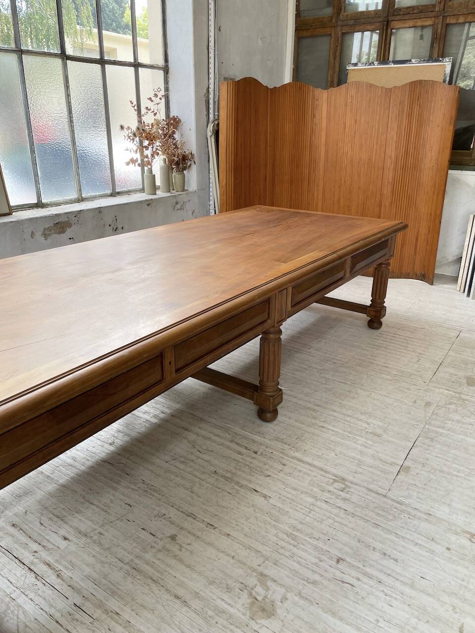 Solid walnut farmhouse castle table 1900 XXL