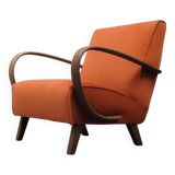 1930 Jindrich Halabala Bentwood Armchair in Rusty Orange Velvet
