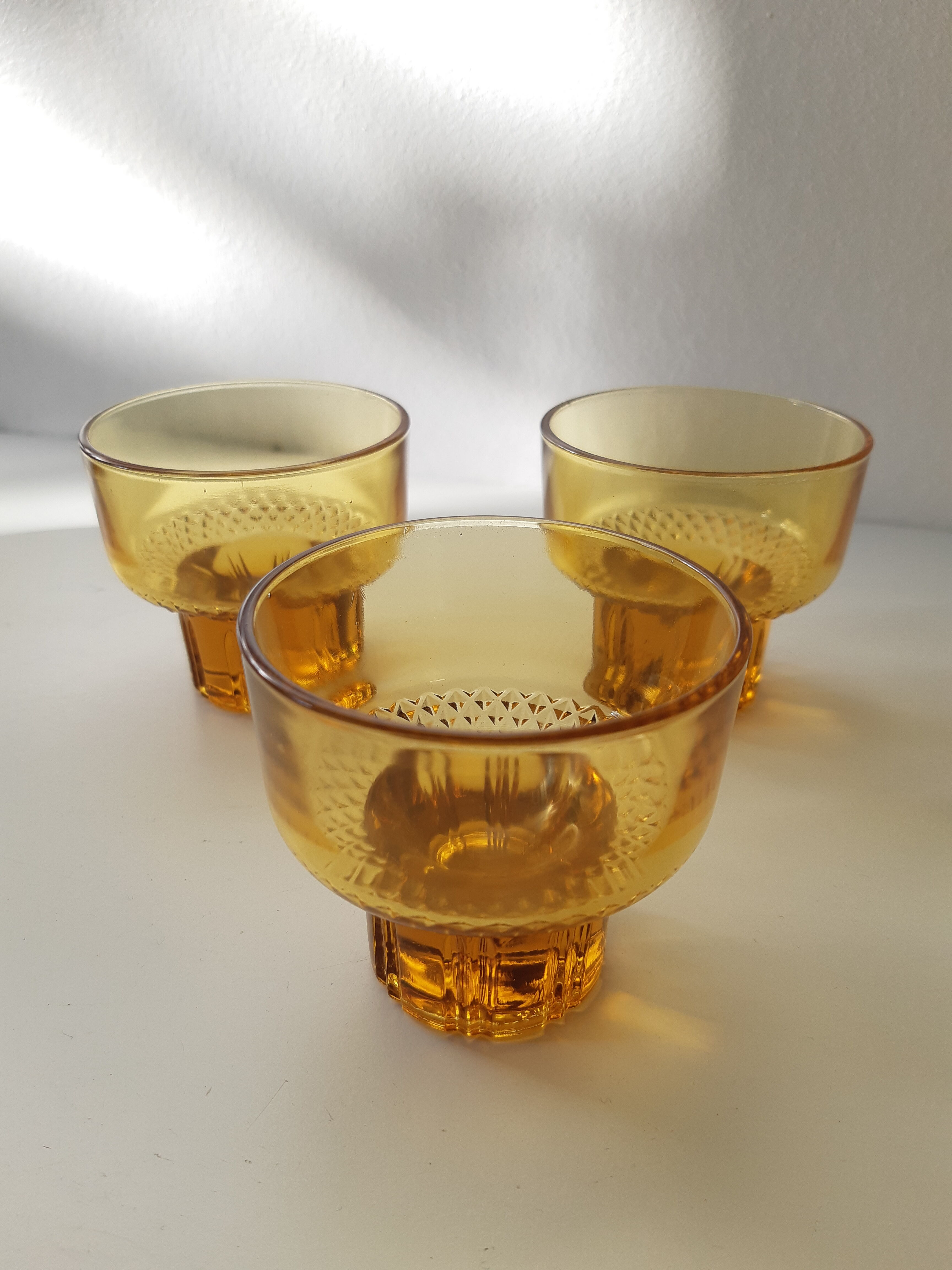 Vintage amber liqueur glasses