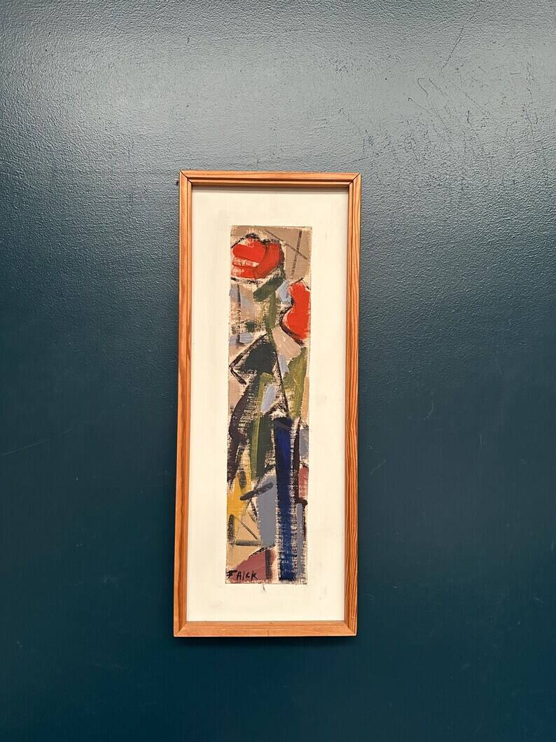 Original Vintage Swedish Oil on Panel – “Blossoms” by Gösta Falck – Signed – Framed