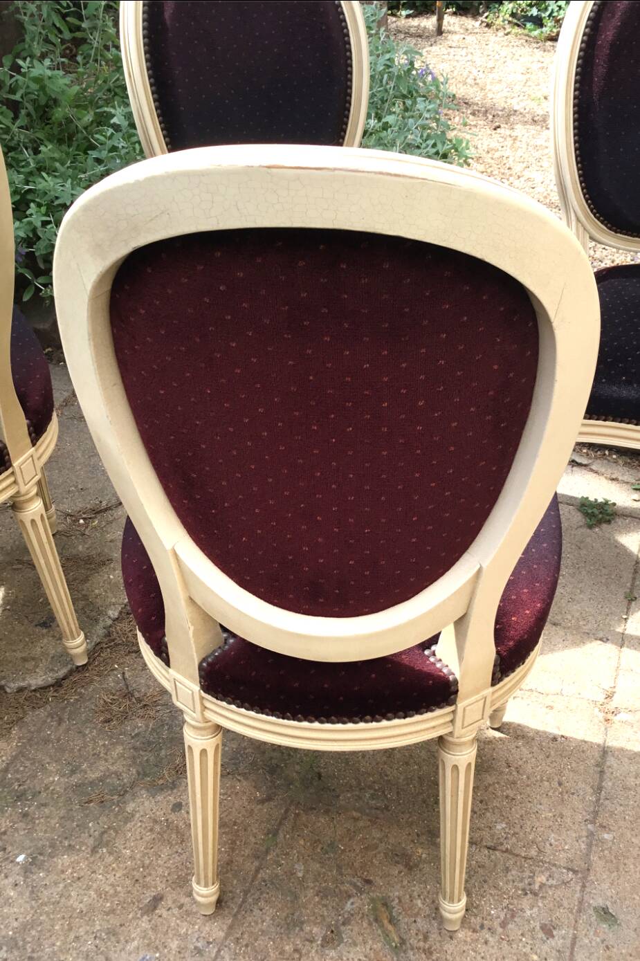 Set of 6 Louis XVI style chairs in patinated wood