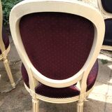 Set of 6 Louis XVI style chairs in patinated wood