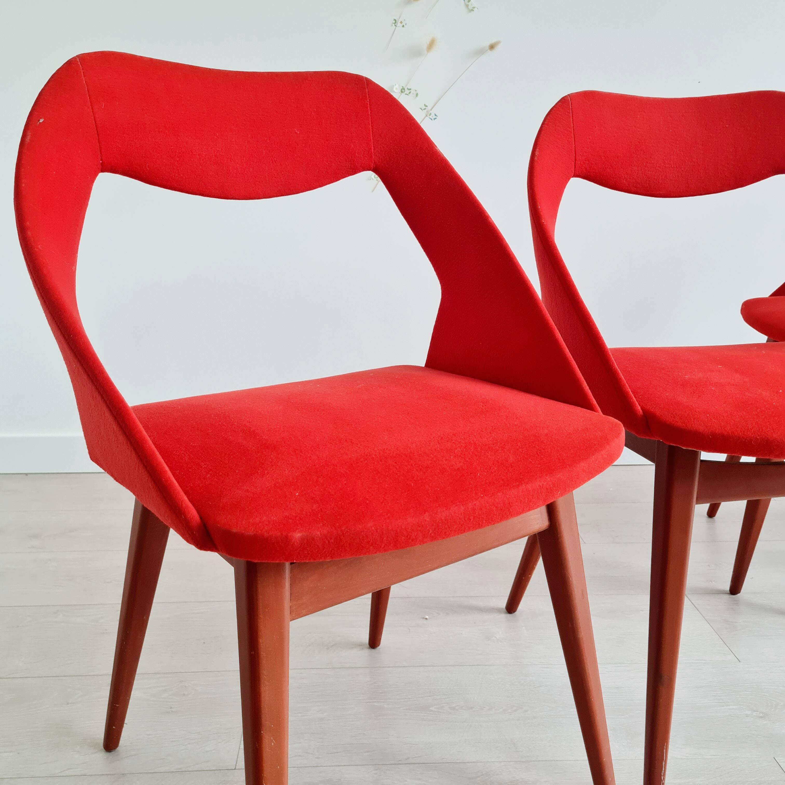 4 Chaises Louis Paolozzi rouge