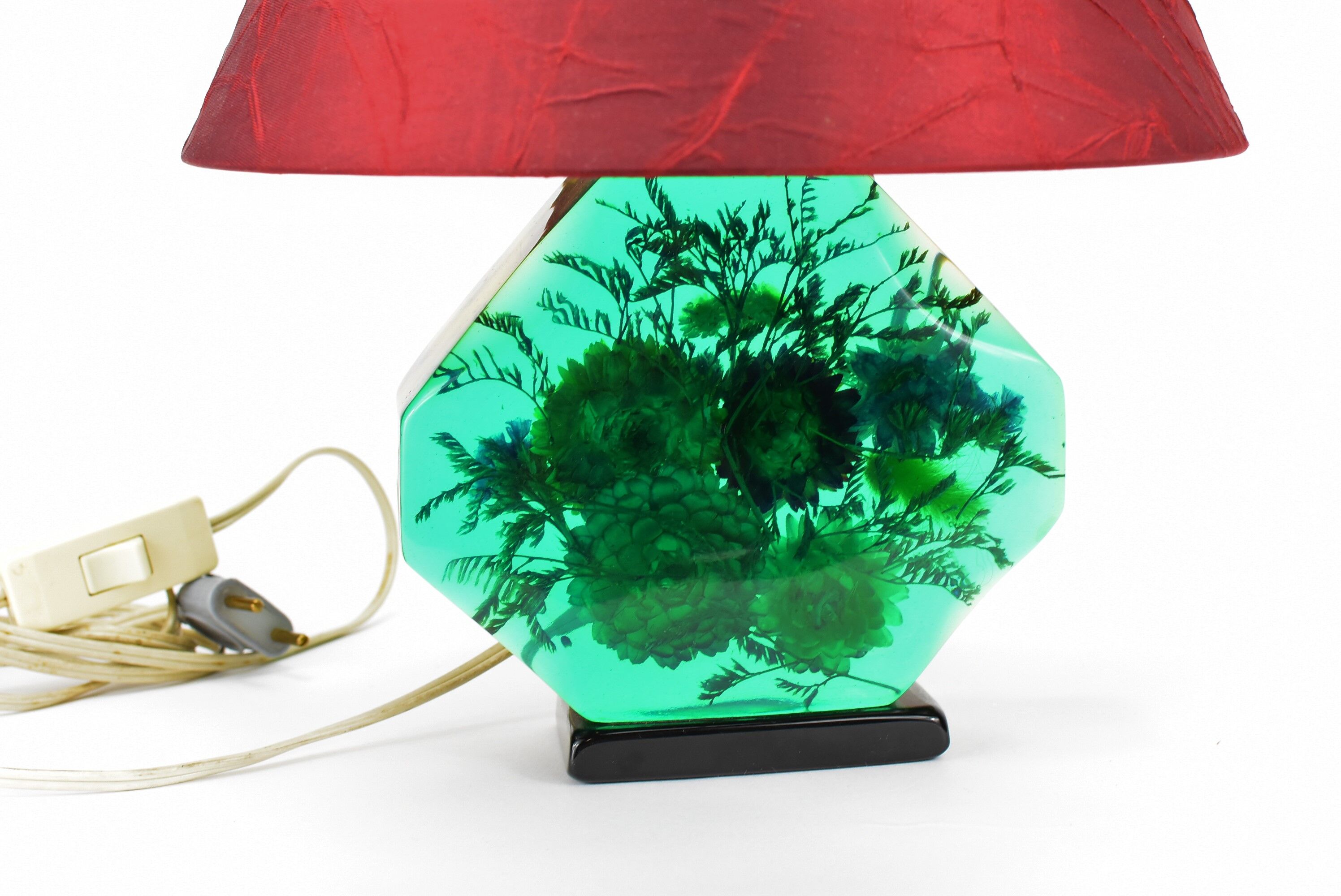 Lamp with inlay flowers, vintage