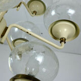 1960s mid century chandelier brass 12 crackle glass shades