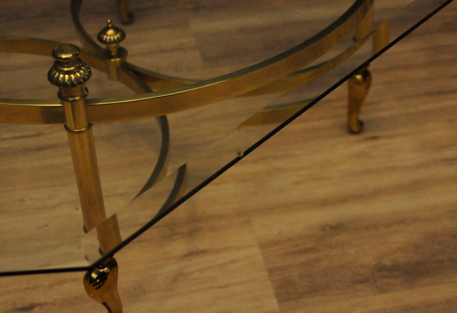 Glass coffee table and gilding Hollywood Regency