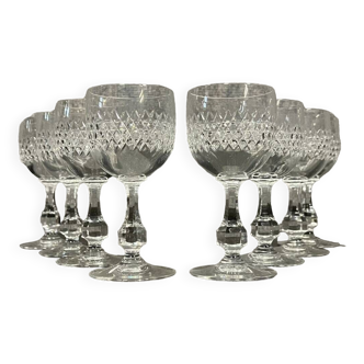 Baccarat: series of 8 crystal port glasses Lucullus service circa 1970 (A)