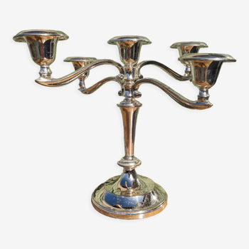 Silver-plated five-spoke candle holder