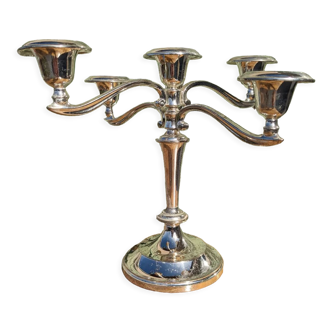 Silver-plated five-spoke candle holder