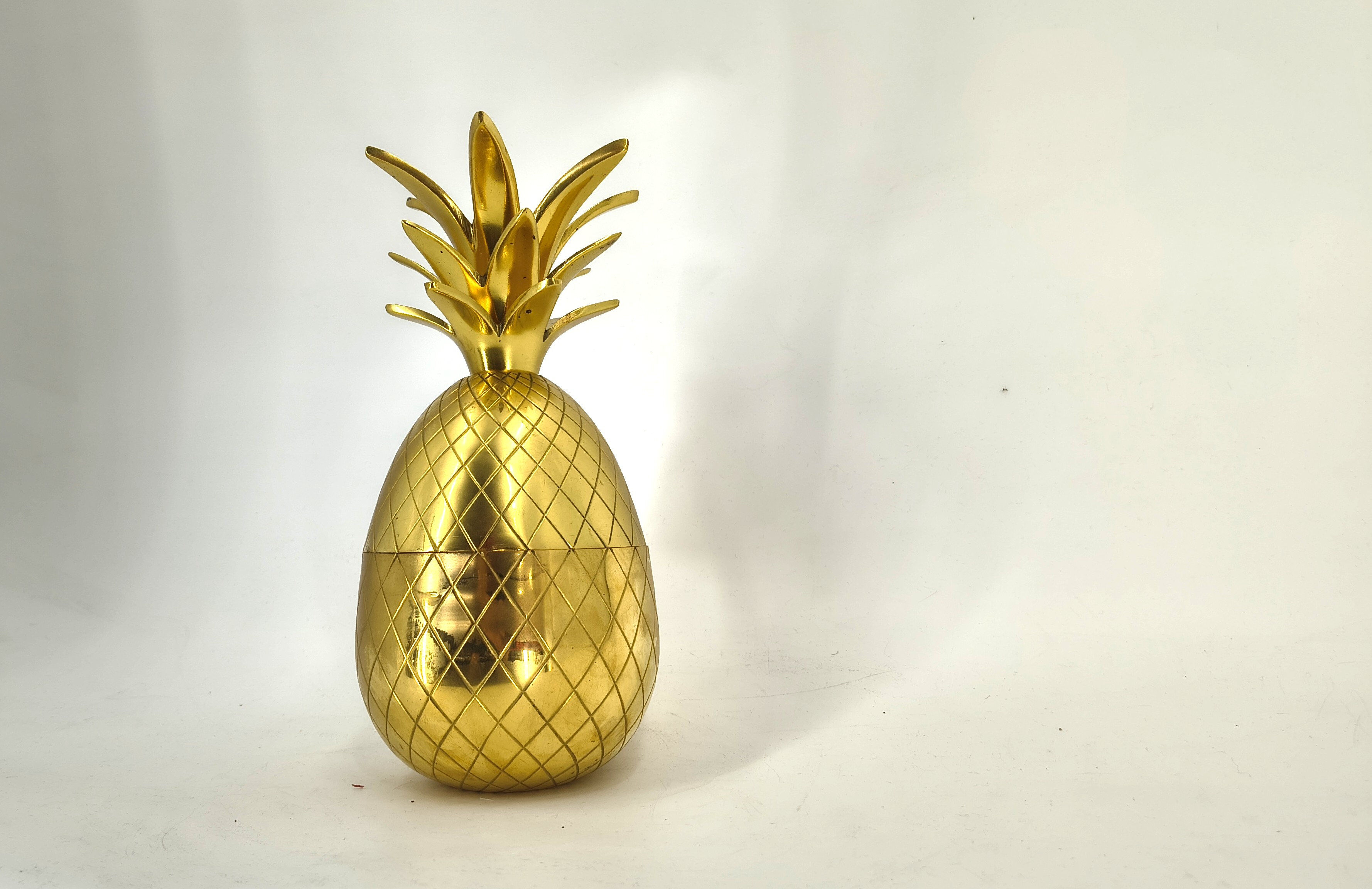 Vintage brass pineapple ice bucket, 1970s