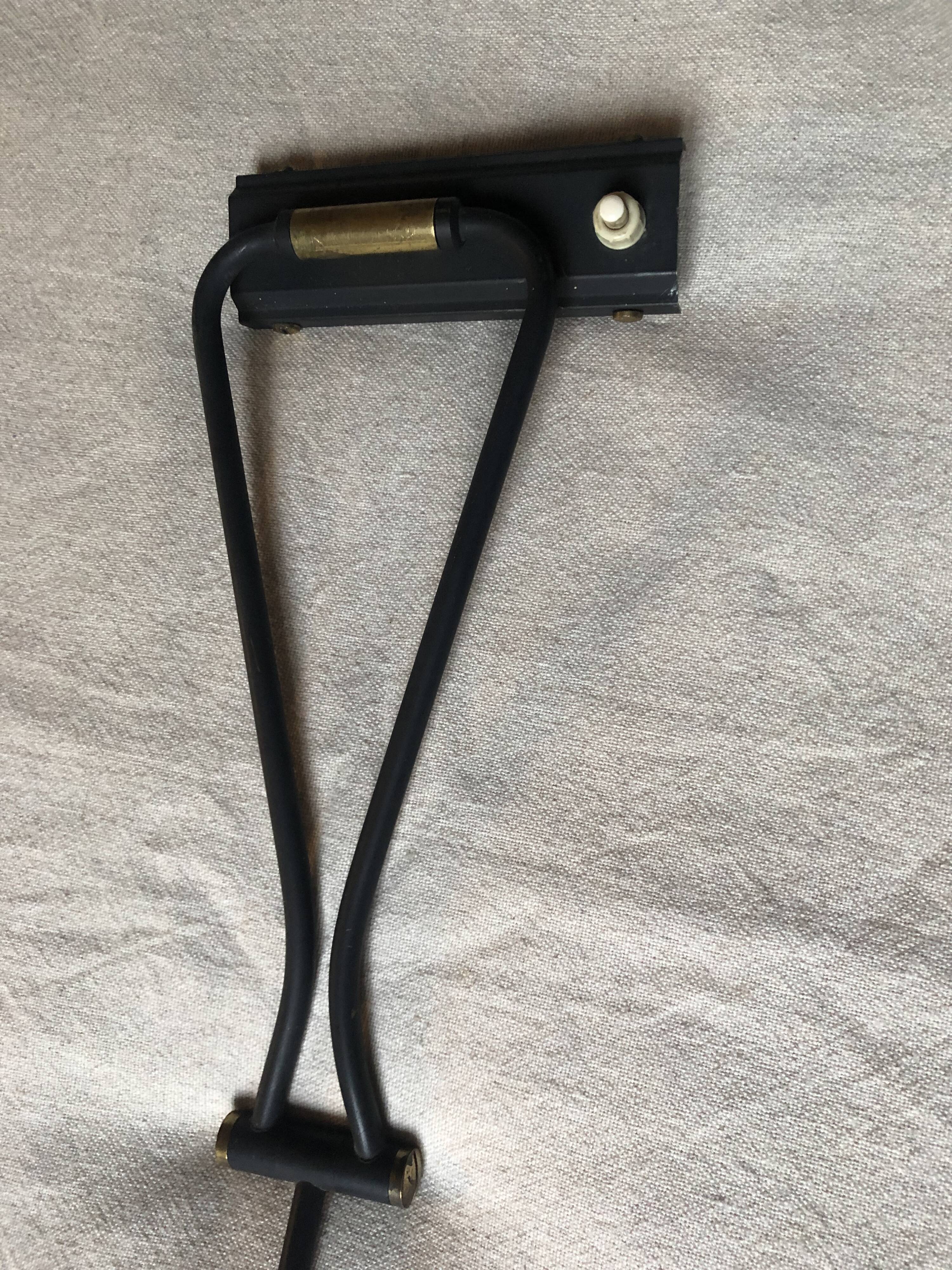 Wall lamp 2 black metal arms 60s