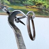 Pair of zoomorphic metal andirons "dogs" 1950