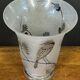 Vase Daum Nancy France - Oiseau Branché Réserve with acid enhanced with black enamel