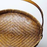 Large Vintage Asian Bamboo Offering Basket 1920–1950