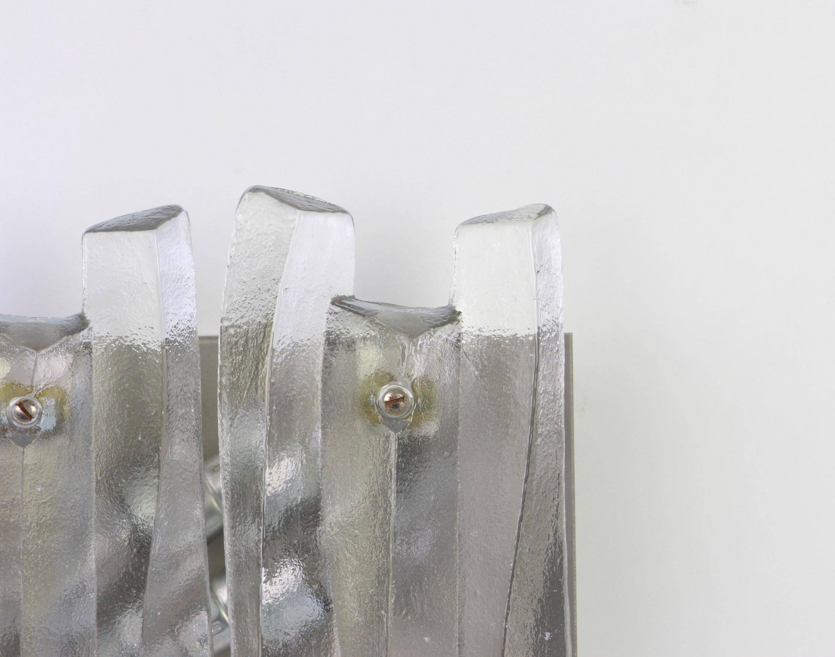Pair of large Murano glass wall lights by Kalmar 'Fuente', Austria, 1960s.