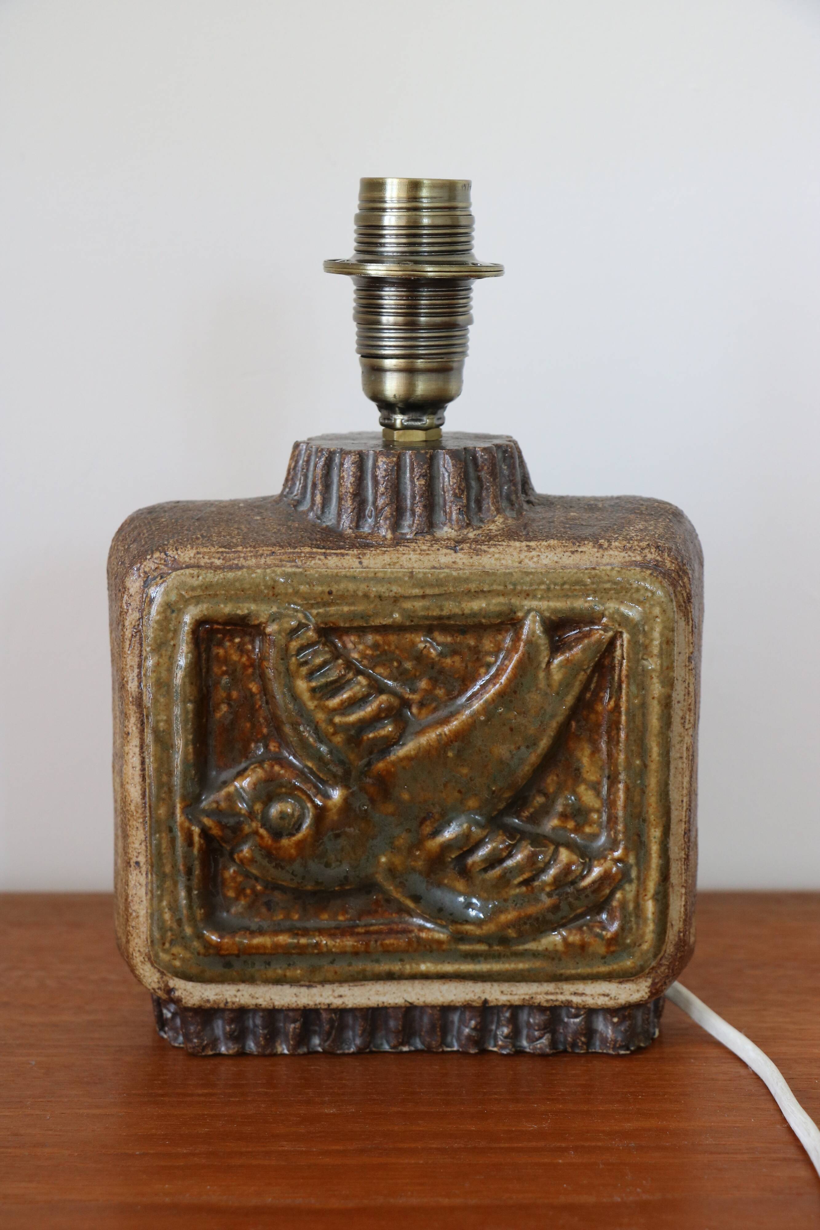 Sandstone lamp base, Willi Fischer, Ego Stengods, Sweden, 1960