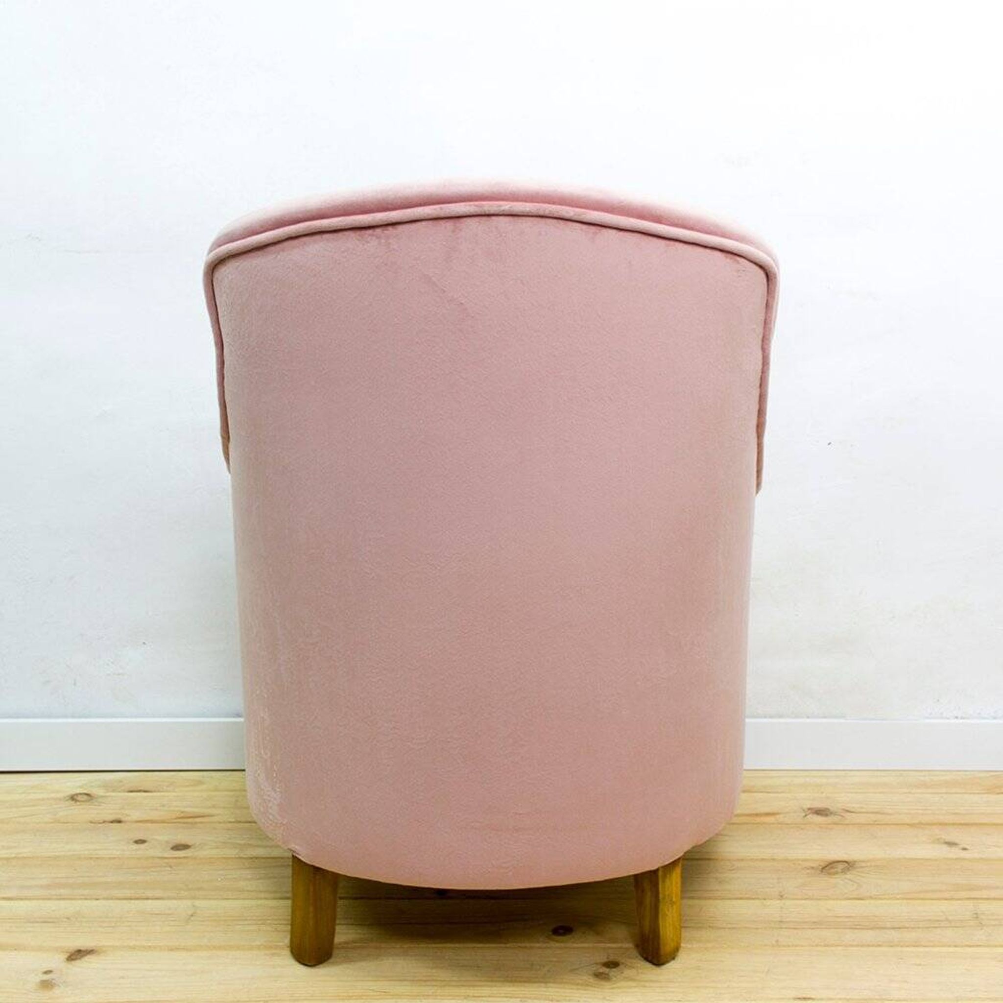 Fauteuil en tissu et bois de style mid-century, années 1950