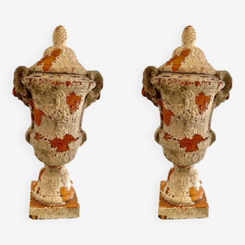 Pair of terracotta vase urns, Spain 19s