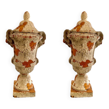 Pair of terracotta vase urns, Spain 19th century