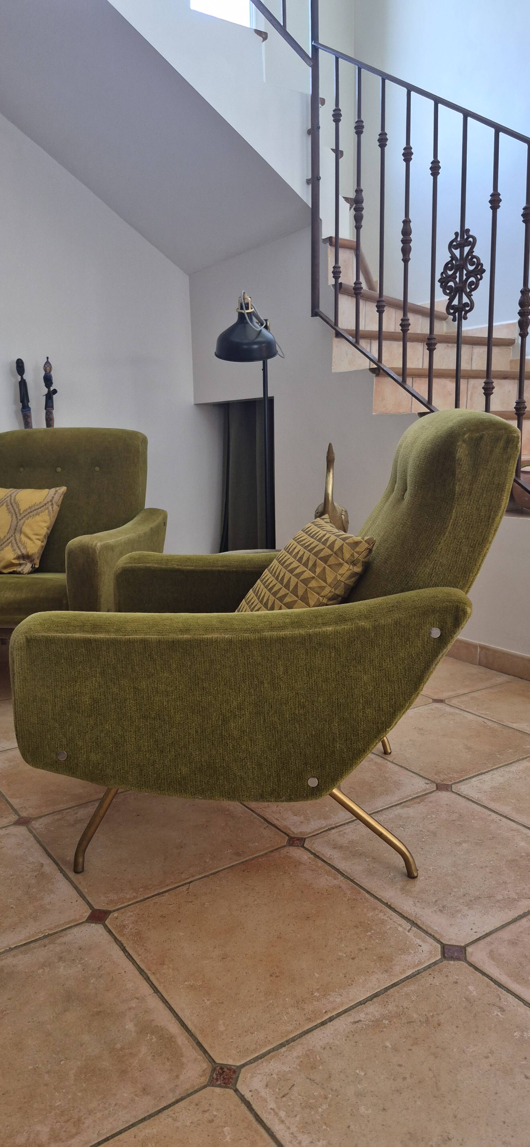 Galion armchair in green velvet steiner